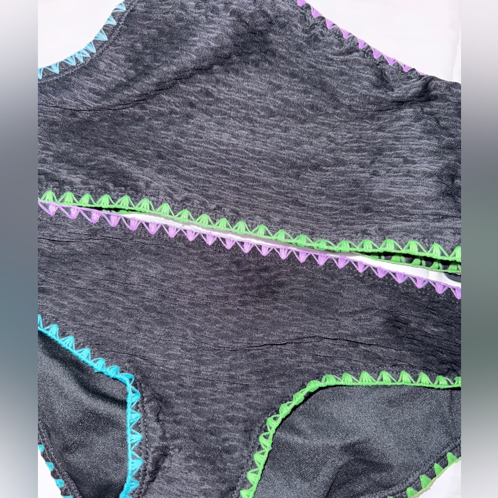 Lime Apple Girls Black Bikini with Colorful Trim Size 12 - Picture 4 of 4